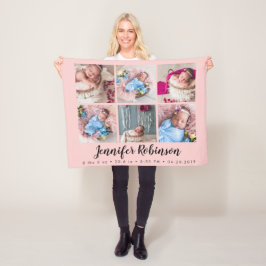 Ro Monogrammed Birth Stat Announcement Photo Fleecefilt