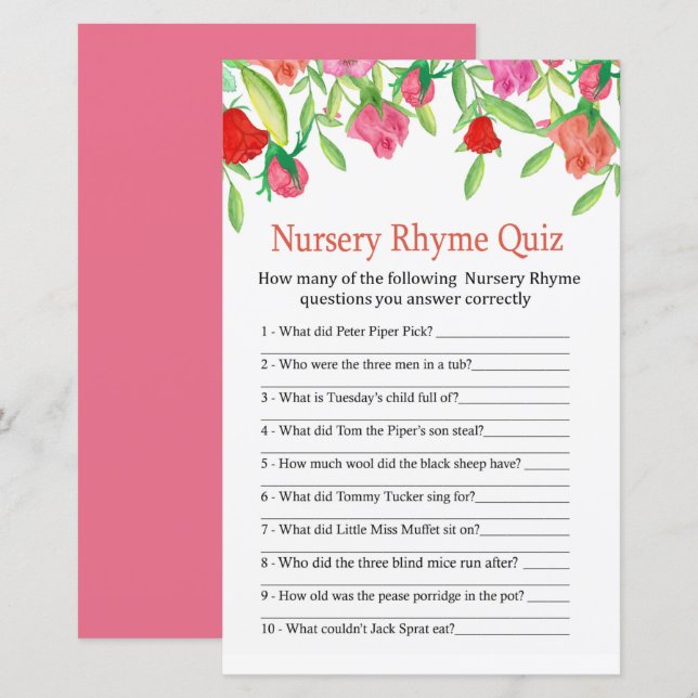 Ro Nursery Rhyme Quiz babyduschspel (Fram/baksida)