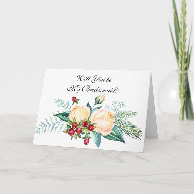 Ro och Berry Stems kommer du att bli min bridesmai Kort (Framsida)