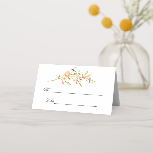 Ro och Berry Watercolor Stems Placeringskort (Framsida)