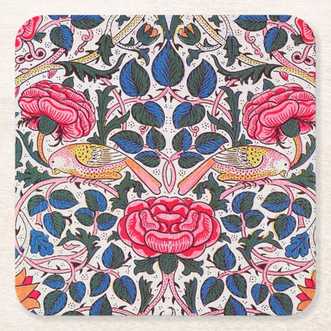 Ro och Bird, William Morris Underlägg Papper Kvadrat (Framsidan)