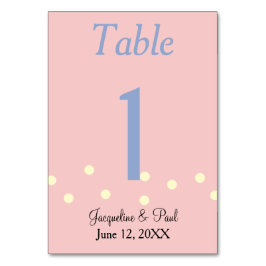Ro och Blått Polka dots Bröllop Bord Bordsnummer