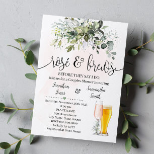Ro och Brews Par Shower Eucalyptus Greenery Inbjudningar