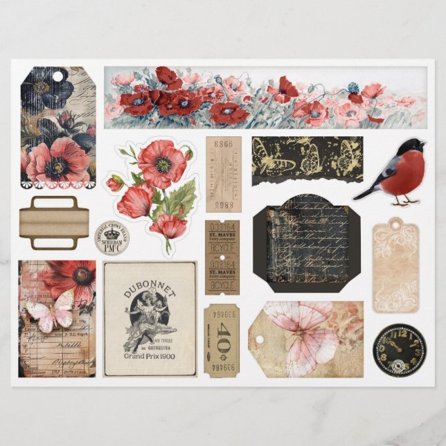 Ro och Butterflies Ephemera Junk Journal Embel. (Framsida)