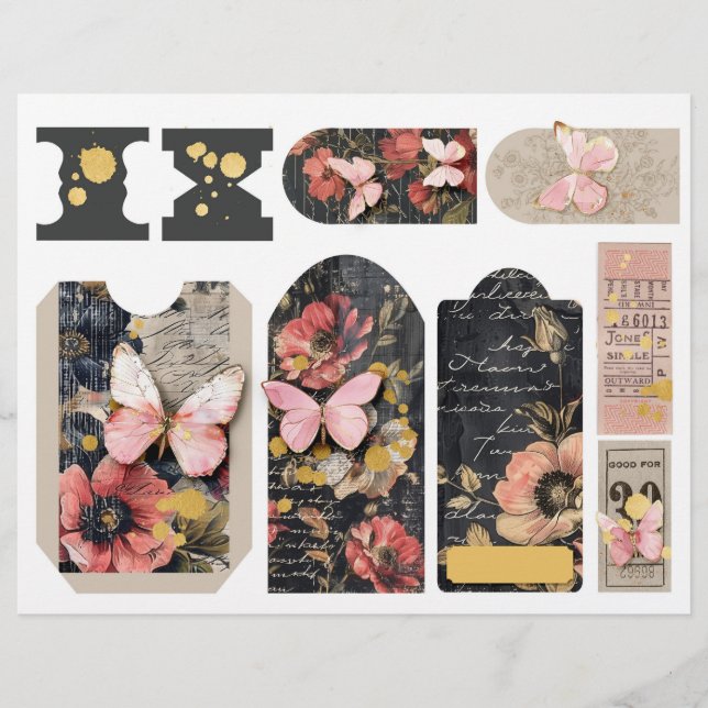 Ro och Butterflies Ephemera Junk Journal Märkre (Framsida)