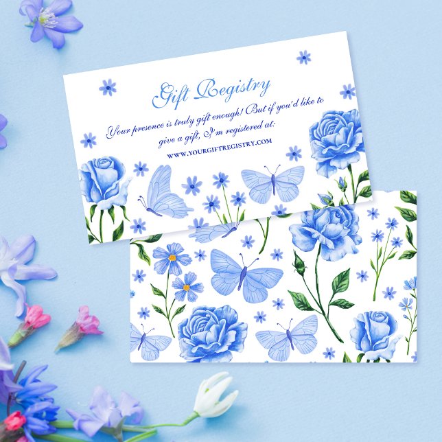 Ro och Butterflies Gift Registry Quinceañera Tilläggskort (Roses and Butterflies Gift Registry Quinceañera Enclosure Card)