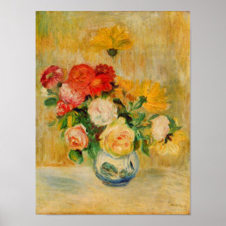 Ro och Dahlias av Renoir Poster
