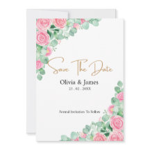 Ro och Eucalyptus Bröllop spara datum-kort