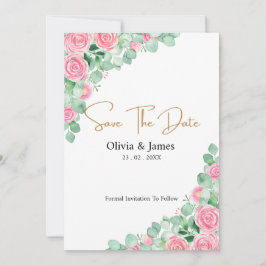 Ro och Eucalyptus Bröllop spara datum-kort