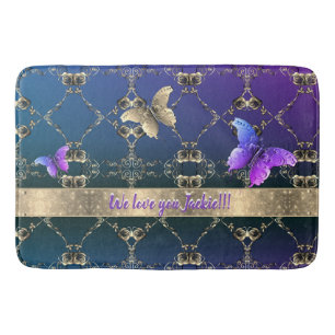 Ro och fjäril Ornate Bath Mat w/Text Badrumsmatta