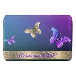 Ro och fjärilsmat med text badrumsmatta