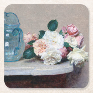 Ro och Glass Jug, Henri Fantin-Latour Underlägg Papper Kvadrat