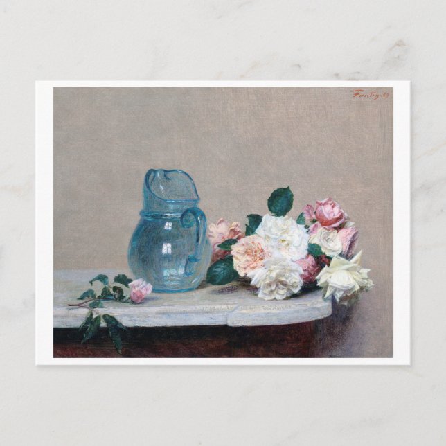 Ro och Glass Jug, Henri Fantin-Latour Vykort (Framsida)