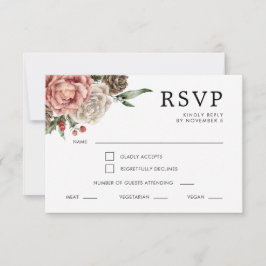 Ro och Gräs Calligraphy Blommigt Winter Wedding OSA Kort
