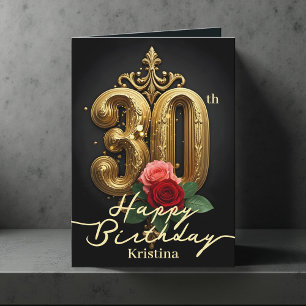 Ro och Guld Baroque Flourges 30års födelsedag Kort