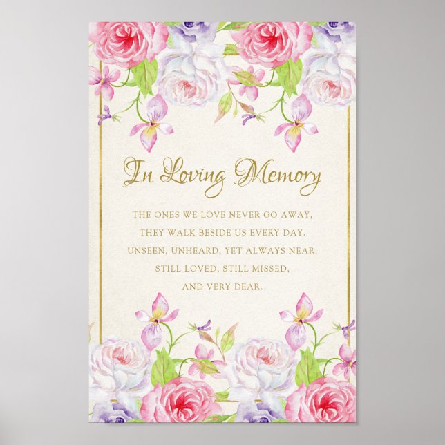 Ro och Guld Confetti Bröllop Memorial Poster (Framsidan)