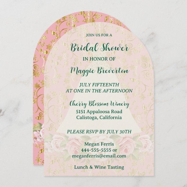 Ro och Guld Inbjudningskort för möhippan (Fram/baksida)