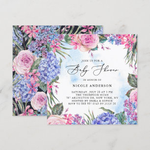 Ro och Hydrangeas Baby Shower Inbjudningar