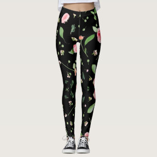 Ro och löv på romantisk svart bakgrund leggings