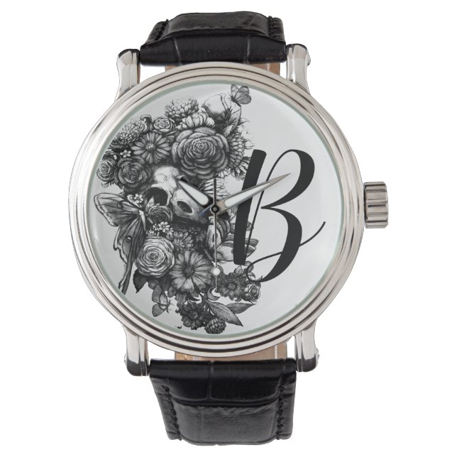 Ro och moths - svart monogram armbandsur (Framsida)