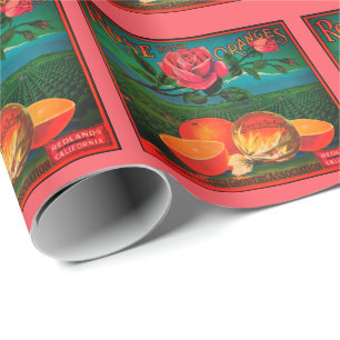Ro och orange vintage frukt etikett presentpapper