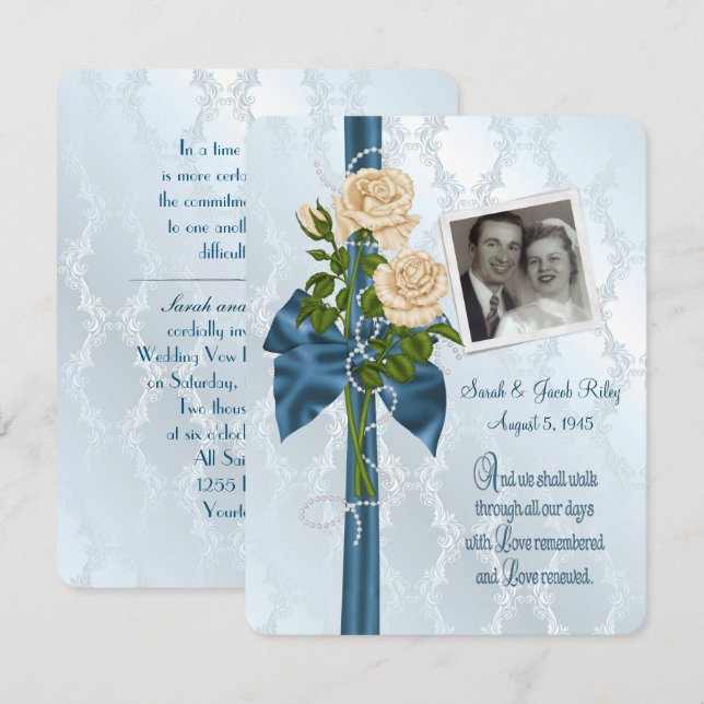 ro och pärlor med specialanpassade foton inbjudningar (Fram/baksida)