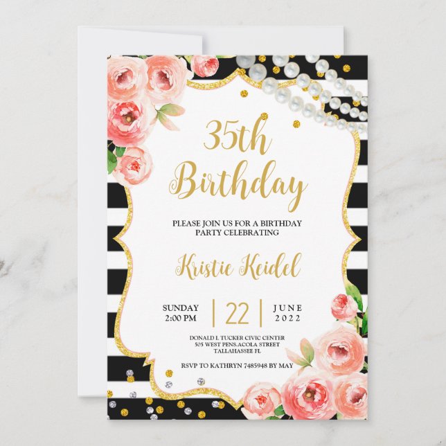 Ro och Perl Födelsedagsfest inbjudan (Framsida)