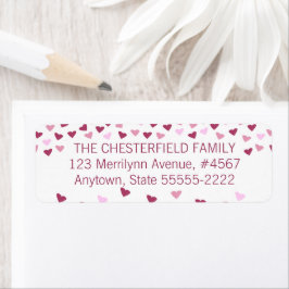 Ro och Rosa Hearts Gräns Returadress Etikett