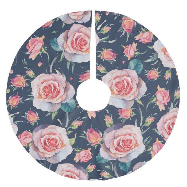 Ro och Rosenknoppar: Blommigt Sömlös. Julgransmatta Borstad Polyester (Framsidan)