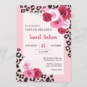 Ro och Sweet sixteen för djurutskrift Inbjudningar