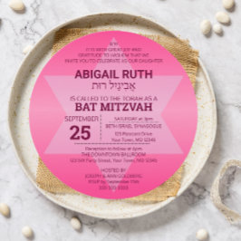Ro Ombre Star av David Hebrew Namn Bat mitzvah Inbjudningar