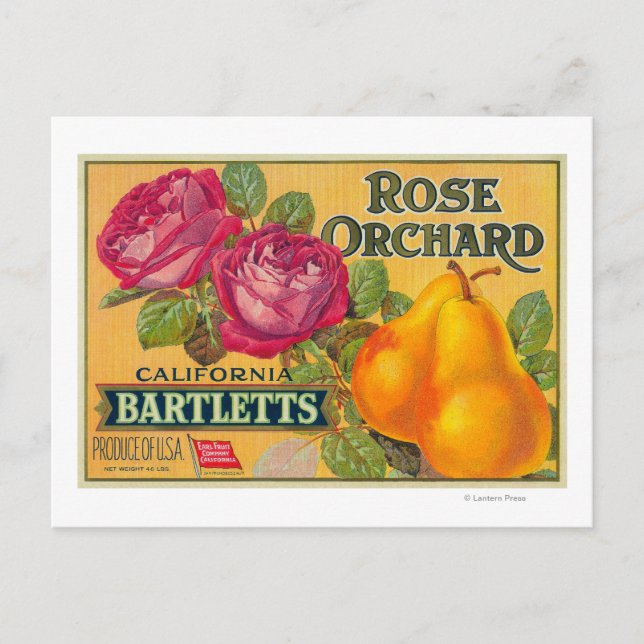 Ro Orchard Pear Låda-etikett Vykort (Framsida)