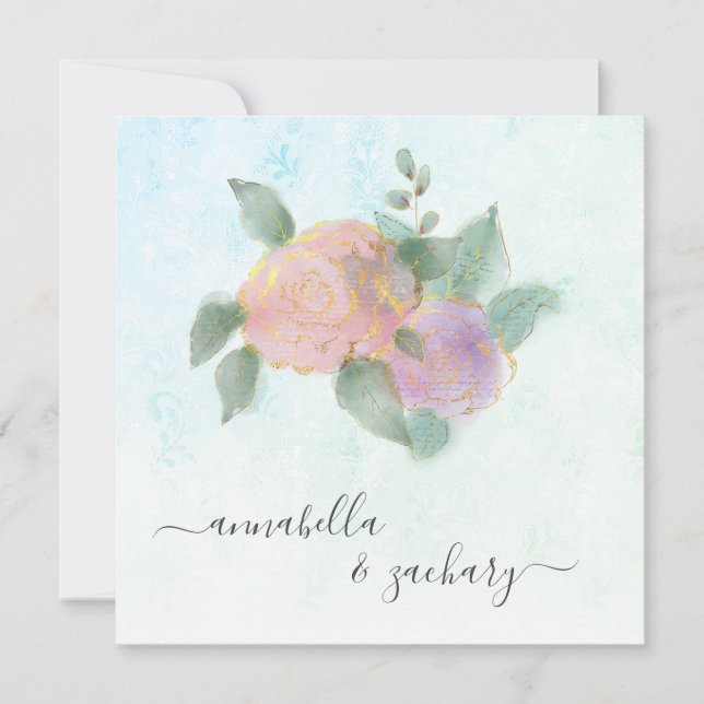 *~* RO + OSA QR Guld Glitter - AR12 Bröllop Inbjudningar (Framsida)