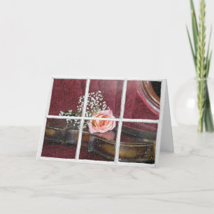 ro på fiolin i fönster med regn kort