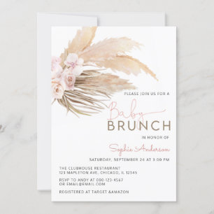 Ro Pampas Grass Boho Baby Brunch Baby Shower Inv Inbjudningar