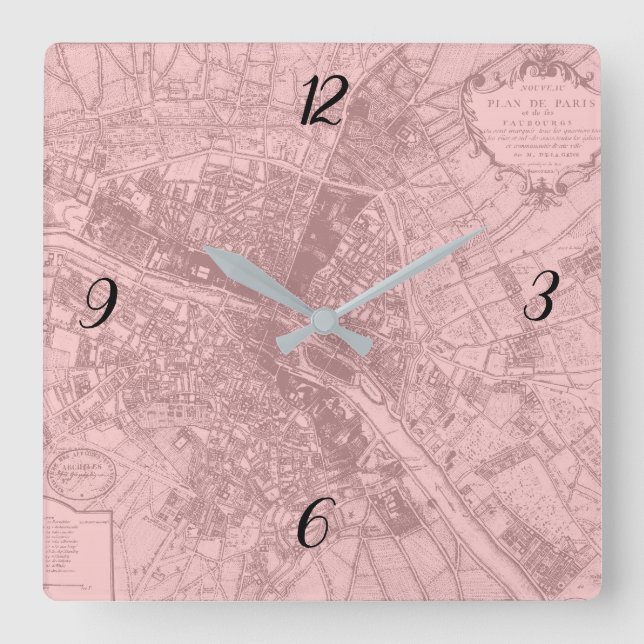 Ro Paris Square Wall Clock Fyrkantig Klocka (Framsida)