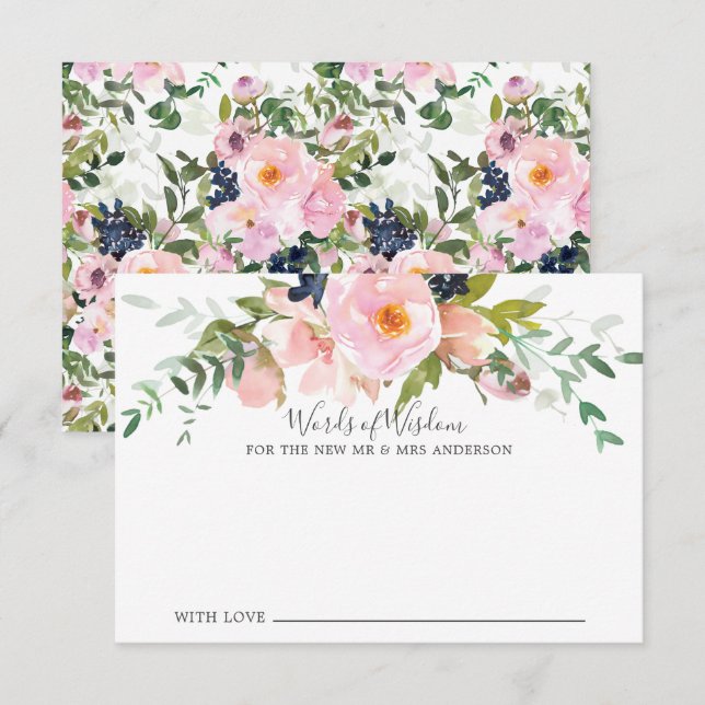  Ro & Peonies Bride Ord of Wisdom Card Inbjudningar (Fram/baksida)