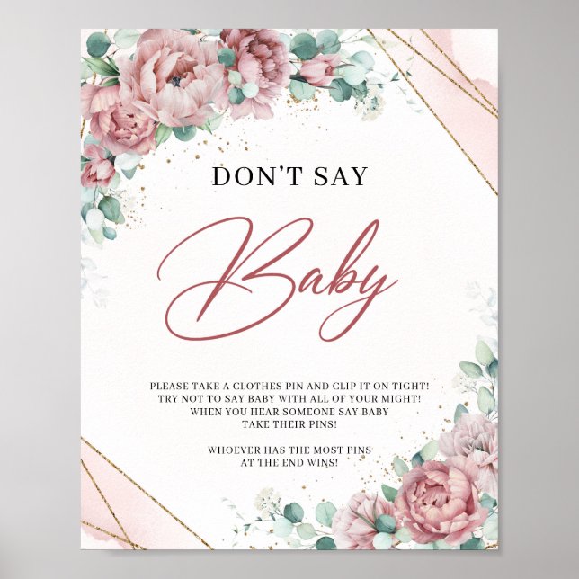  ro peonies eucalyptus guld Säg inte Baby Poster (Framsidan)