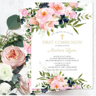 Ro & Peonies First Communion Inbjudningar