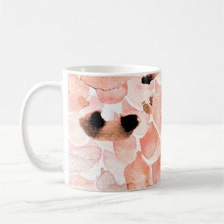 Ro, peony och löv, vattenfärgen mönster. kaffemugg