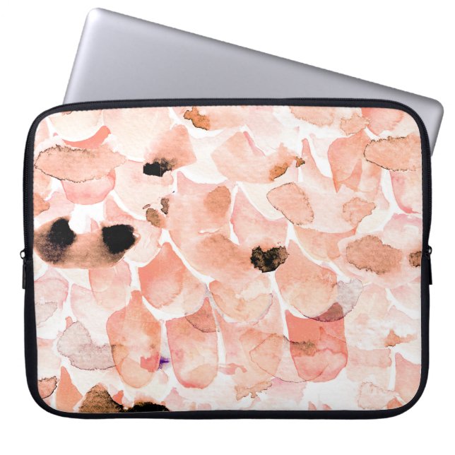 Ro, peony och löv, vattenfärgen mönster. laptop fodral (Framsidan)