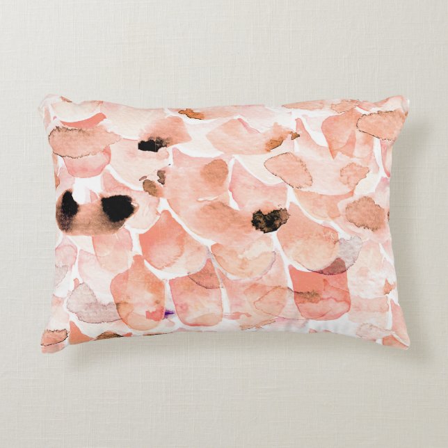 Ro, peony och löv, vattenfärgen mönster. prydnadskudde (Framsidan)