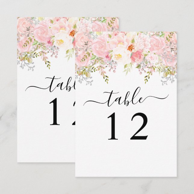 Ro Peony  Rosa Bröllop Bordsnummer Card (Fram/baksida)