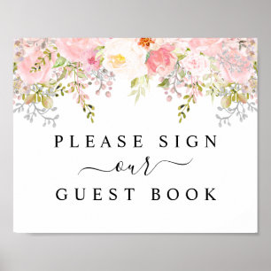 Ro Peony  Rosa Bröllop Guest Bok-tecken Poster