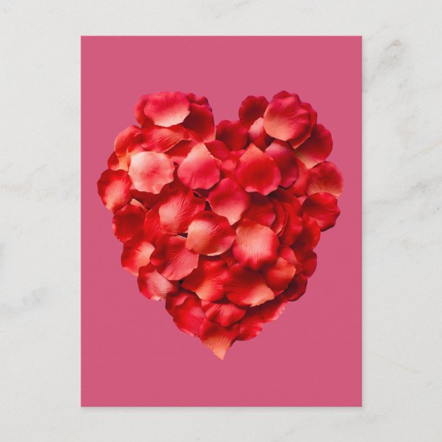 Ro Petal Heart-vykort Vykort (Framsida)