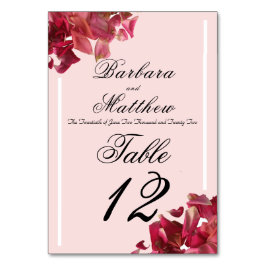 Ro Petal Rosa Romantic Reception Bord Card Bordsnummer