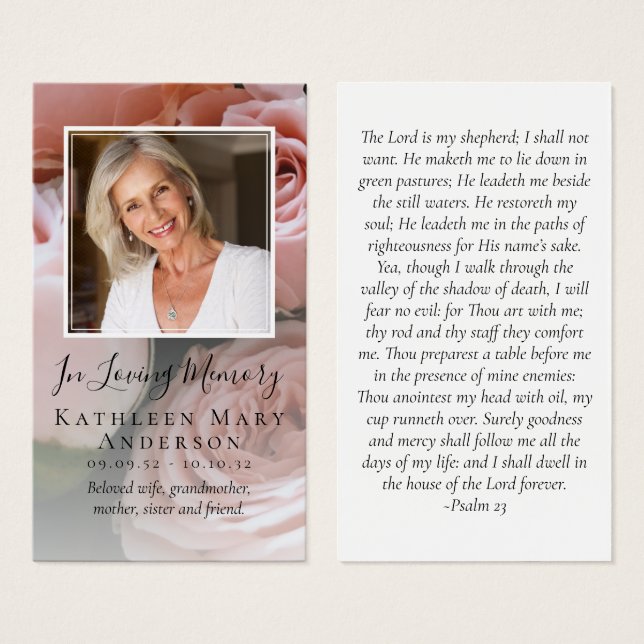 Ro Photo Memorial Prayer Card Visitkort (Framsida & baksida)