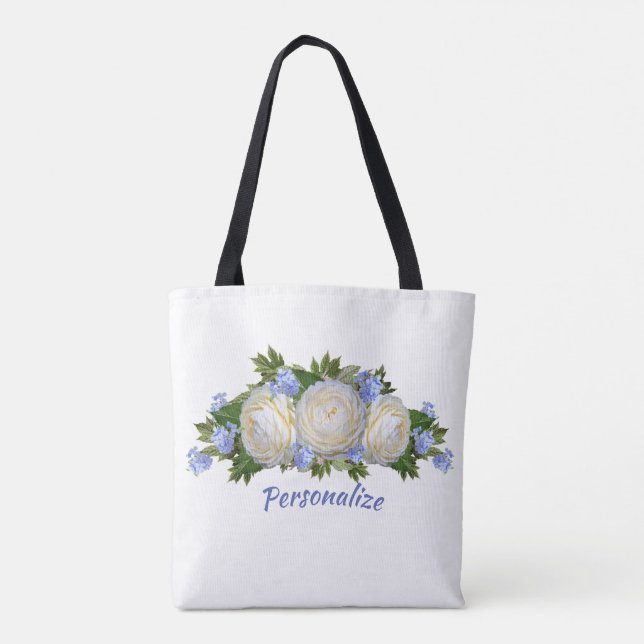 Ro Plumbago Flower Bouquet Snyggt Personalize Tygkasse (Baksida)