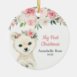 Ro Polar Bear Baby 1:a jul Julgransprydnad Keramik