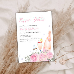 Ro Poppin Flaskor Champagne Girl Baby Shower Inbjudningar